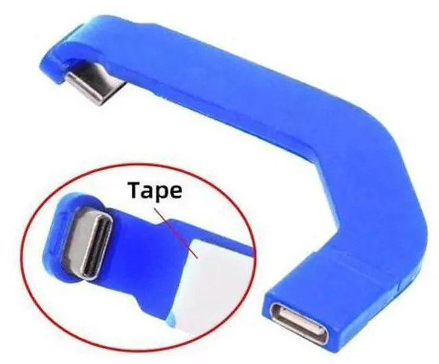 Alt view image 7 of 7 - 2.76 Inch USB C Short Flat Cable,USB 2.0 Type C Male to Female 90 Degree Angled PD 65W Fast Charge Data Extension Cable Blue