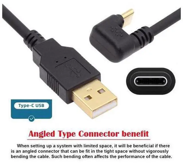 Alt view image 7 of 7 - USB2.0 Type-A to Type C USB-C Male to Male Power Data Cable 5Gbps USB-C Opposite U Shape Back Angled