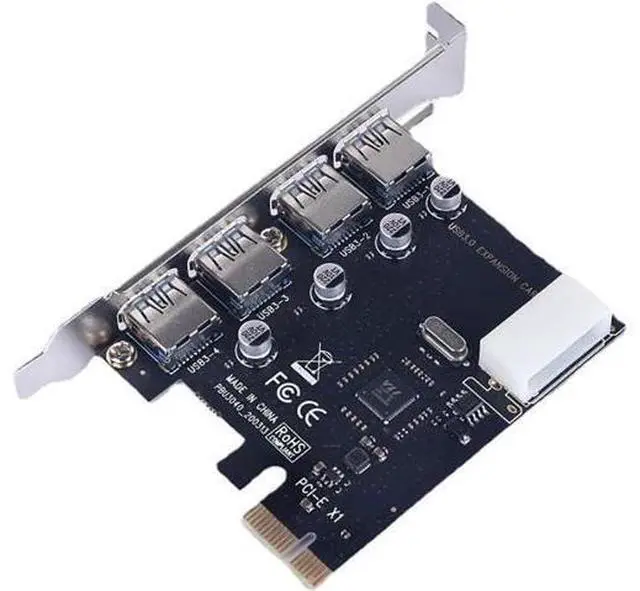 Main image of PCIe 3.0 X1 to USB 3.0 Expansion Card 4-Port USB High-Speed Internal Adapter for Desktop PCs, PCI Express to USB 3.0 Hub