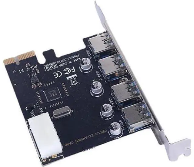 Alt view image 5 of 5 - PCIe 3.0 X1 to USB 3.0 Expansion Card 4-Port USB High-Speed Internal Adapter for Desktop PCs, PCI Express to USB 3.0 Hub