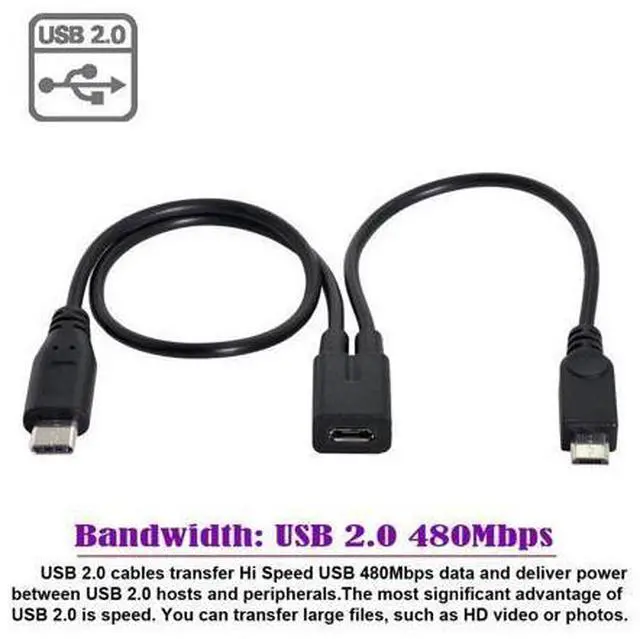 Alt view image 7 of 7 - Micro USB Y Splitter Cable,Micro USB 1 to 2 USB C/Micro USB Charging Extension Cable Supports Charging Two Devices at The Same Time