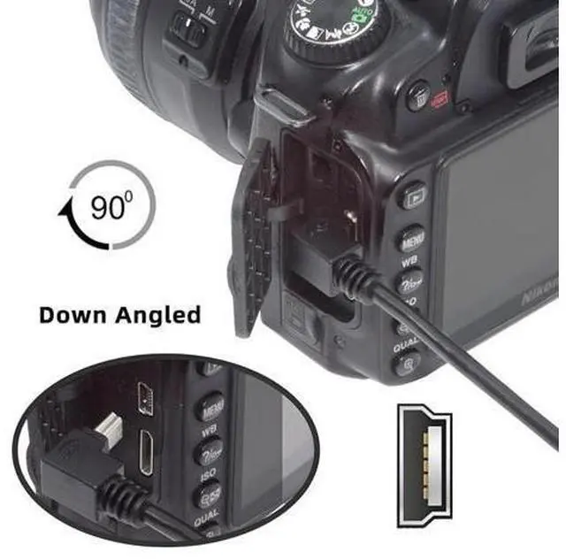 Alt view image 5 of 7 - 2 Pack Mini USB Cable,USB 2.0 Male to Mini USB 5 Pin Male 90 Degree UP/Down Angled Charging Data Transfer Extension Cable Black 1.64FT/0.5M