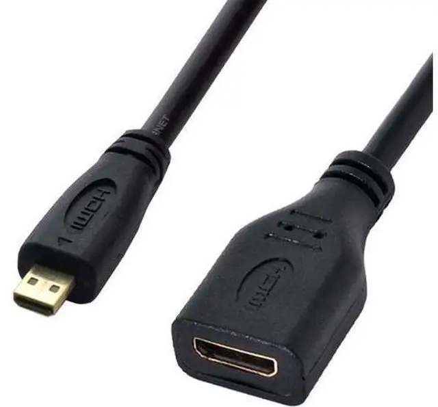 Main image of Micro HDMI Male to Mini HDMI Female 1.4 HDTV Extension Cable for Laptop PC HDTV