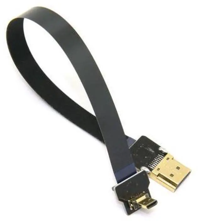 Alt view image 5 of 6 - CYFPV Micro HDMI to HDMI Male Extension FPC Flat Cable 1080P 90 Degree UP Angled 0.5M