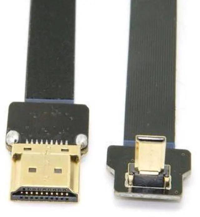 Alt view image 6 of 6 - CYFPV Micro HDMI to HDMI Male Extension FPC Flat Cable 1080P 90 Degree UP Angled 0.5M