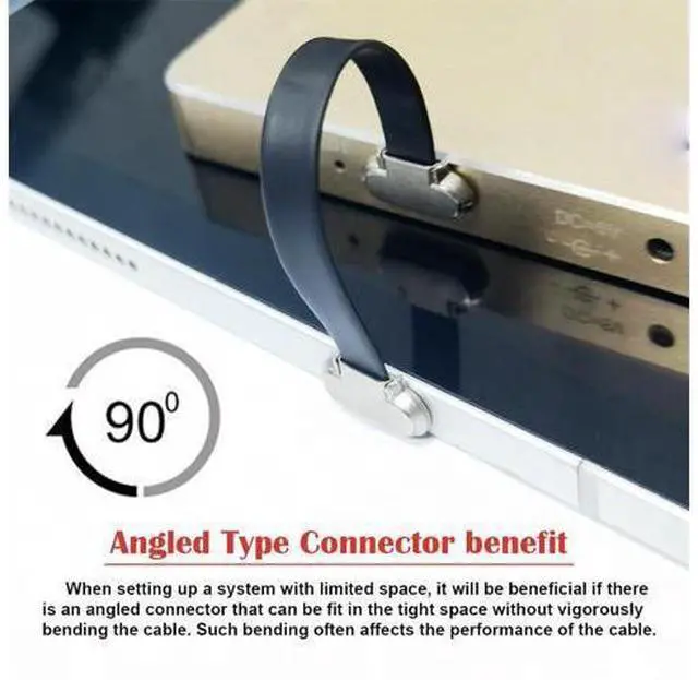 Alt view image 4 of 7 - Angled USB-C Type C to USB-C Ultra Slim Flat Power USB2.0 Data Cable 65W Fast Charge for Laptop Tablet Phone