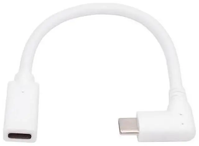 Main image of Cable White USB-C Type-C Male to Female Extension Power USB2.0 Data Cable 90 Degree Left Right Angled 65W Fast Charge for Laptop Tablet Phone