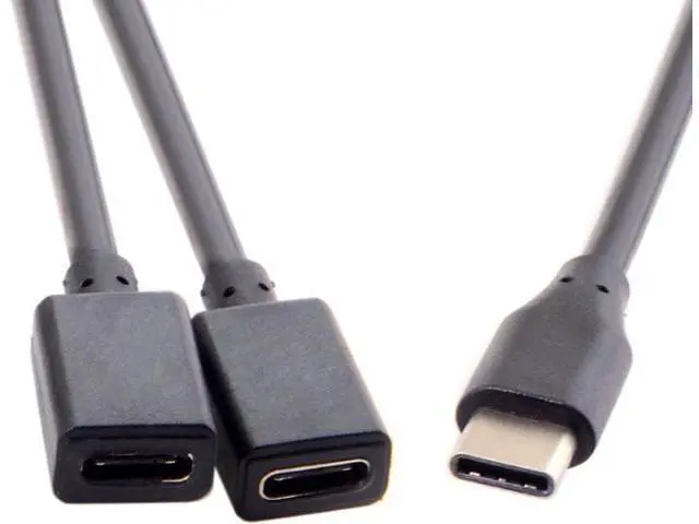 Alt view image 7 of 7 - USB C OTG Cable,USB Type C 1 Male to 2 Female Dual Ports Hub Cable for Laptop PC & Mouse & Flash Disk
