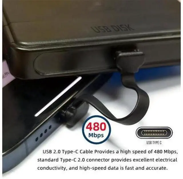 Alt view image 5 of 7 - USB-C Type C to USB-C Ultra Slim Flat Power USB2.0 Data Cable Angled Connector 65W Fast Charge for Laptop Tablet Phone