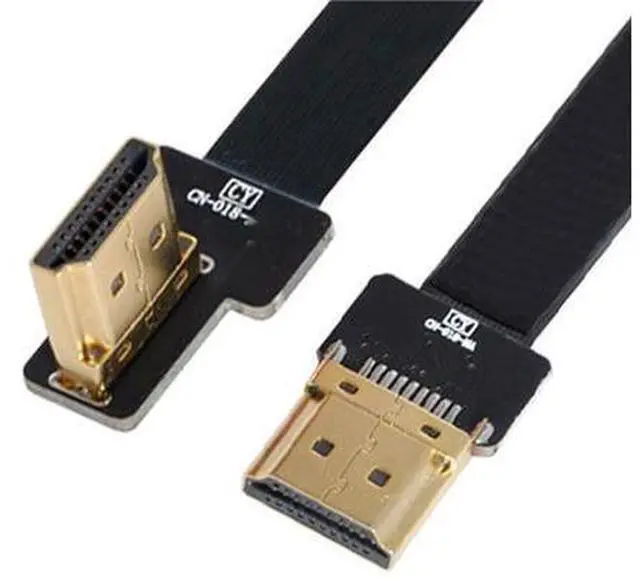 Main image of CYFPV HDMI Type A Male to Male HDTV FPC Flat Cable for FPV HDTV Multicopter Aerial Photography 90 Degree Left Angled 0.2M