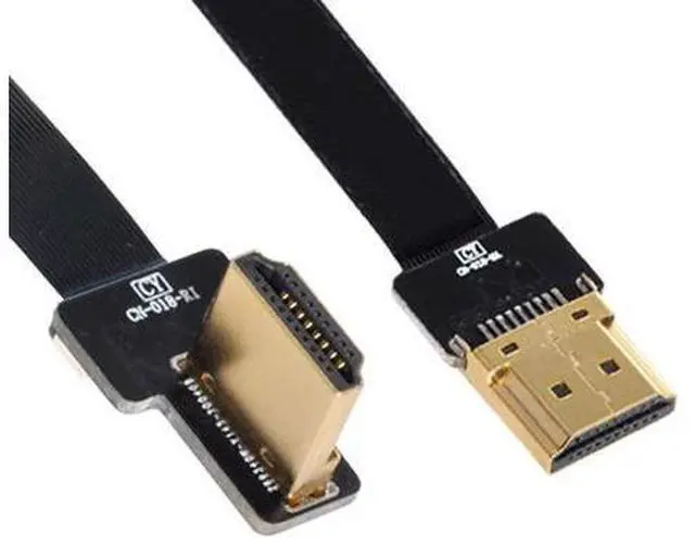 Alt view image 3 of 7 - CYFPV HDMI Type A Male to Male HDTV FPC Flat Cable for FPV HDTV Multicopter Aerial Photography 90 Degree Left Angled 0.2M