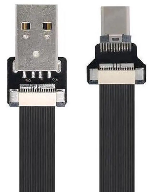 Alt view image 7 of 7 - USB C Flat Cable USB 2.0 Male to USB C Male Ribbon Flex Extension Cable Adapter 2.0M