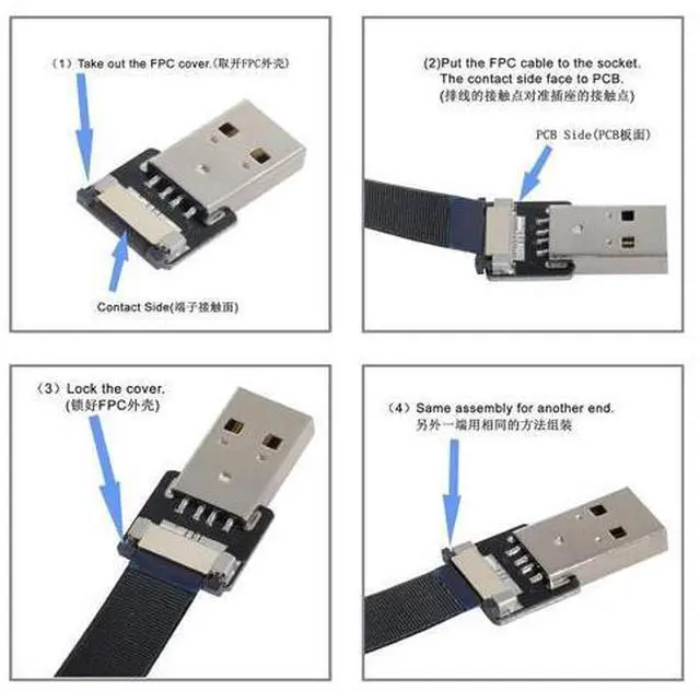 Alt view image 2 of 6 - USB 2.0 Flat Cable USB 2.0 Male to Male Data Transfer Charging Ribbon Flex Extension Cable Adapter 2.0M