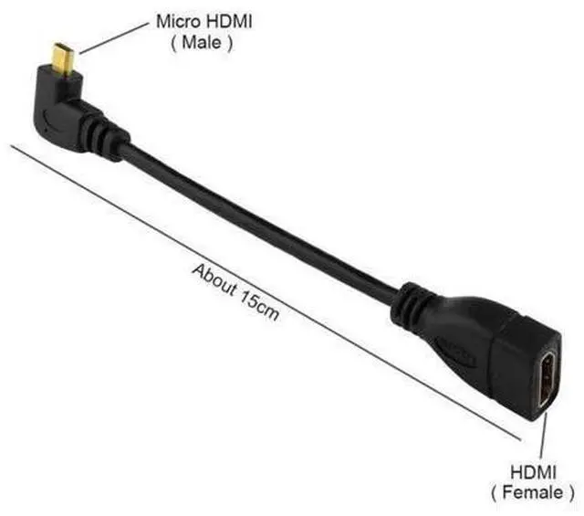 Alt view image 6 of 7 - Micro HDMI Male to HDMI Female 4K60hz HDTV 90 Degree Left Angled Cable Adapter for Displays Monitor Camera 10cm