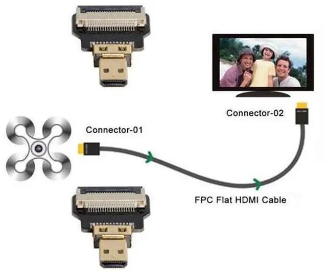 Alt view image 3 of 6 - CYFPV Micro HDMI Male to Male Extension FPC Flat Cable 1080P for FPV HDTV Multicopter Aerial Photography 0.5M
