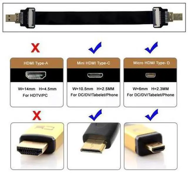 Alt view image 4 of 6 - CYFPV Micro HDMI Male to Male Extension FPC Flat Cable 1080P for FPV HDTV Multicopter Aerial Photography 0.5M