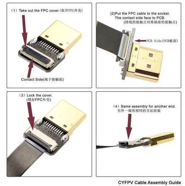 Alt view image 2 of 6 - CYFPV Micro HDMI Male to Male Extension FPC Flat Cable 1080P for FPV HDTV Multicopter Aerial Photography 0.5M