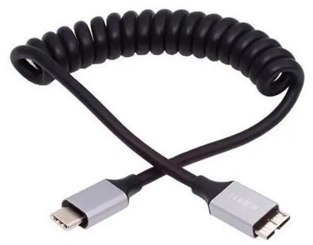Main image of Cable USB-C Type-C Host to Micro-USB3.0 Male OTG Stretch Coiled Cable 100cm Extension 5Gbps for Disk Phone Camera Data