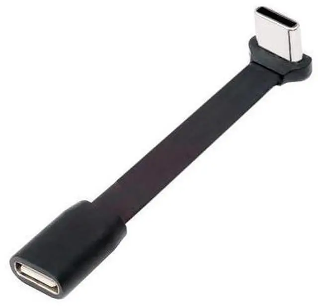 Main image of Cable Ultra Slim Flat USB-C Type-C Male to Female Extension Power USB2.0 Data Cable 90 Degree Up Down Angled 65W Fast Charge for Laptop Tablet Phone
