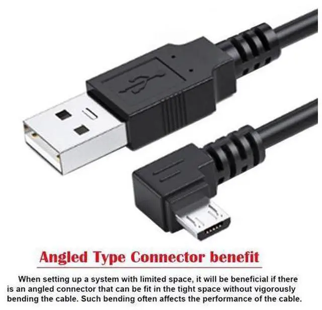 Alt view image 3 of 7 - 2 Pack USB to Micro USB Cable,USB 2.0 Male to Micro USB 5Pin Male 90 Degree Angled Charge Data Transfer Extension Cable 1.0M