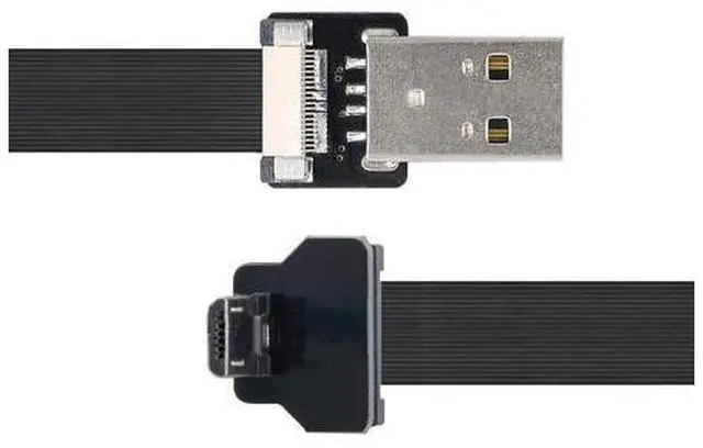 Alt view image 7 of 7 - Micro USB Flat Cable USB 2.0 Male to Micro USB Male 90 Degree UP Angled Ribbon Flex Extension Cable Adapter 2.0M