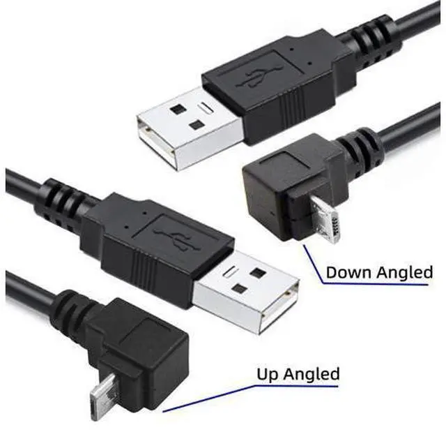 Alt view image 2 of 7 - 2 Pack USB to Micro USB Cable,USB 2.0 Male to Micro USB 5Pin Male 90 Degree UP/Down Angled Charge Data Transfer Extension Cable 0.65FT/0.2M