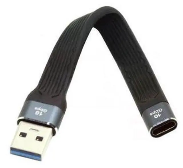 Alt view image 6 of 7 - USB 3.1 Short Cable,USB 3.0 Type A Male to USB 3.1 Type C Female Extension Flat Slim FPC Data Cable 13cm 10Gbps for Laptop & Desktop