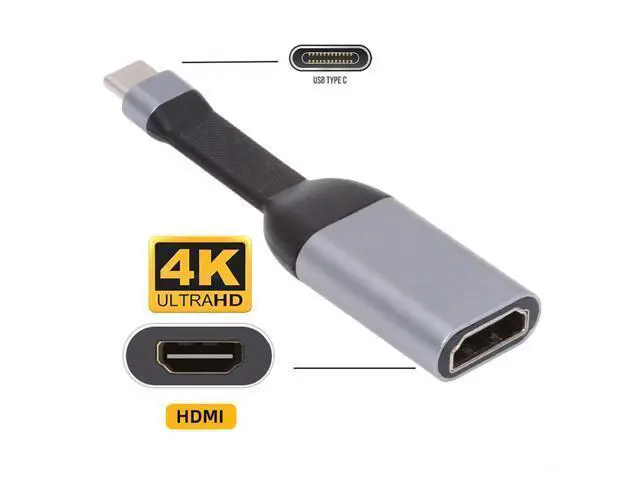 Alt view image 2 of 7 - Cable USB-C Type-C Source to HDMI 4K 60hz Sink HDTV Adapter Ultra Slim Flat Cable 1080p for Laptop Tablet Phone