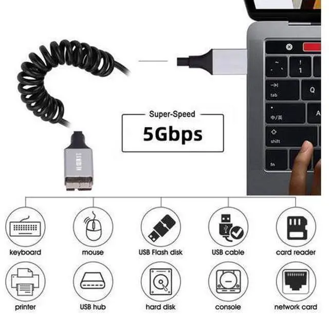 Alt view image 2 of 7 - USB 3.0 Coiled Cable,USB 3.0 Male to Micro USB 3.0 Male High Speed Data Transfer Charging Cable 3.28FT for Phone/Laptop/USB Flash Drive