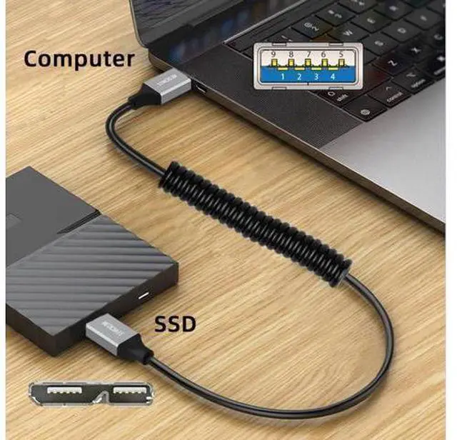 Alt view image 4 of 7 - USB 3.0 Coiled Cable,USB 3.0 Male to Micro USB 3.0 Male High Speed Data Transfer Charging Cable 3.28FT for Phone/Laptop/USB Flash Drive