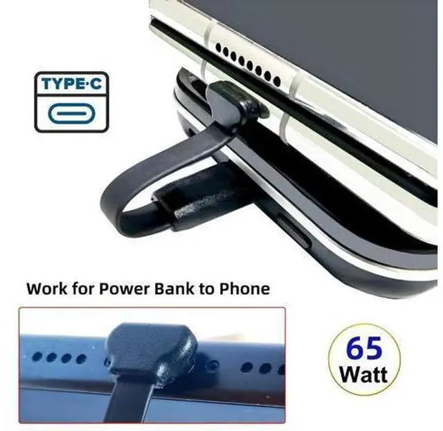 Alt view image 3 of 7 - 2.6 Inch USB C Short Flat Cable,USB 2.0 Type C Male to Male 90 Degree Angled PD 65W Fast Charge Data Extension Cable 66MM