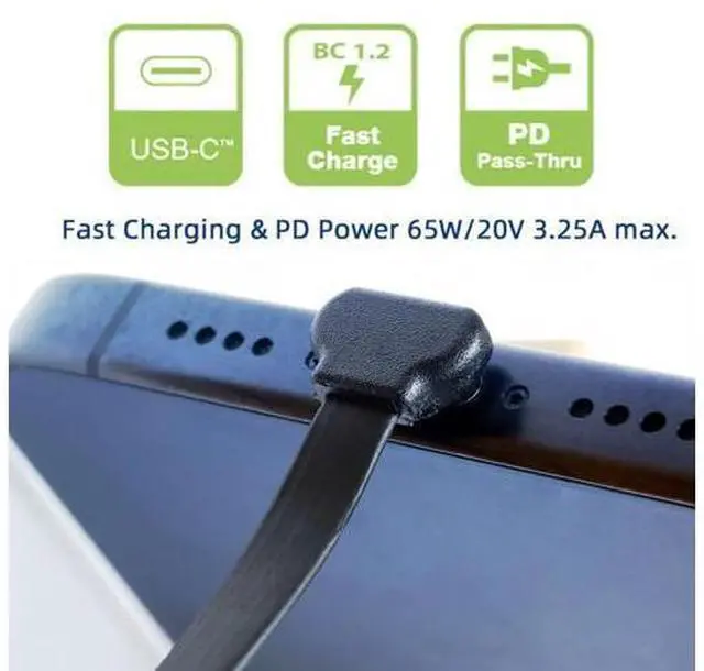 Alt view image 2 of 7 - 2.6 Inch USB C Short Flat Cable,USB 2.0 Type C Male to Male 90 Degree Angled PD 65W Fast Charge Data Extension Cable 66MM