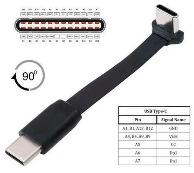 Alt view image 6 of 7 - 2.6 Inch USB C Short Flat Cable,USB 2.0 Type C Male to Male 90 Degree Angled PD 65W Fast Charge Data Extension Cable 66MM