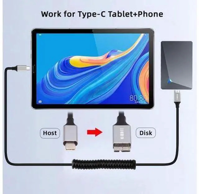 Alt view image 2 of 7 - USB 3.0 Coiled Cable,Micro USB 3.0 Male to USB C Male High Speed Data Transfer Charging Cable 3.28FT for Phone/Laptop/USB Flash Drive