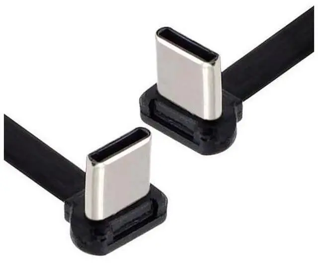 Main image of USB-C Type C to USB-C Ultra Slim Flat Power USB2.0 Data Cable Angled Connector 65W Fast Charge for Laptop Tablet Phone