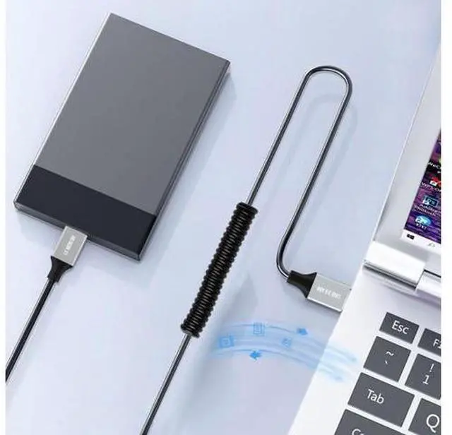 Alt view image 4 of 7 - USB 3.0 Coiled Cable,Micro USB 3.0 Male to USB C Male High Speed Data Transfer Charging Cable 3.28FT for Phone/Laptop/USB Flash Drive