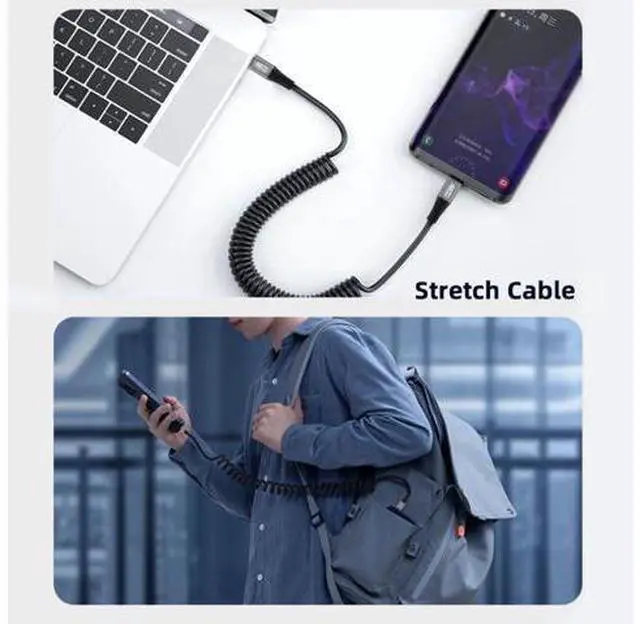 Alt view image 6 of 7 - USB 3.0 Coiled Cable,USB 3.0 Male to USB C Female High Speed Data Transfer Charging Cable 3.28FT for Phone/Laptop/USB Flash Drive