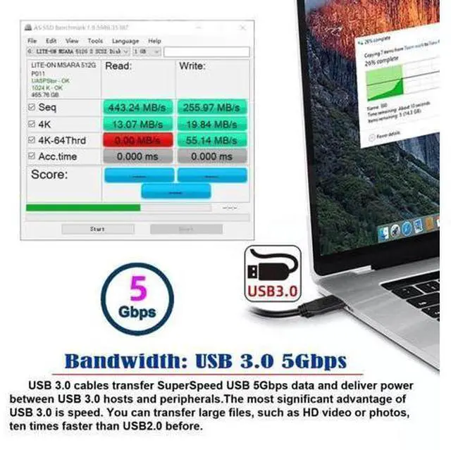 Alt view image 7 of 7 - USB 3.0 Coiled Cable,USB 3.0 Male to USB C Female High Speed Data Transfer Charging Cable 3.28FT for Phone/Laptop/USB Flash Drive