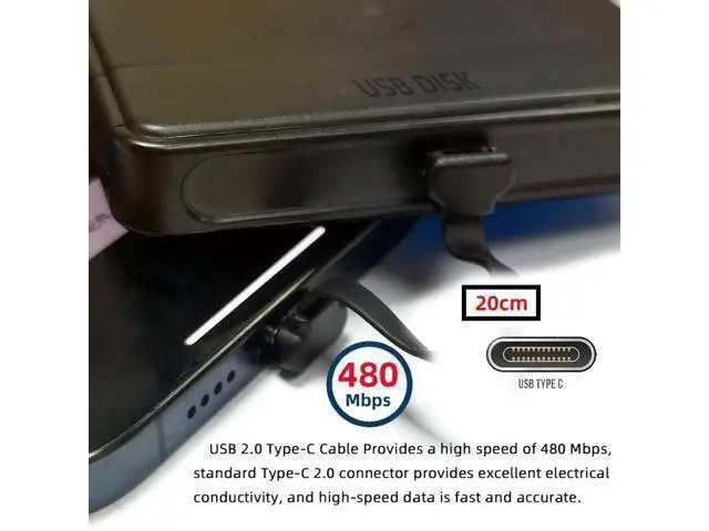 Alt view image 5 of 7 - USB C Short Flat Cable USB 2.0 Type C Dual 90 Degree Angled PD 65W Fast Charge Data Extension Cable 200MM