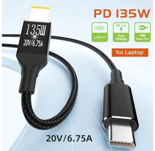 Alt view image 2 of 7 - USB C 135W Charge Cable Thinkpad X1 to USB C 20V 6.25A Power PD Charge Cable