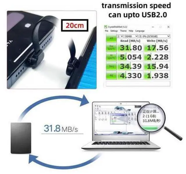 Alt view image 7 of 7 - USB C Short Flat Cable USB 2.0 Type C Dual 90 Degree Angled PD 65W Fast Charge Data Extension Cable 200MM