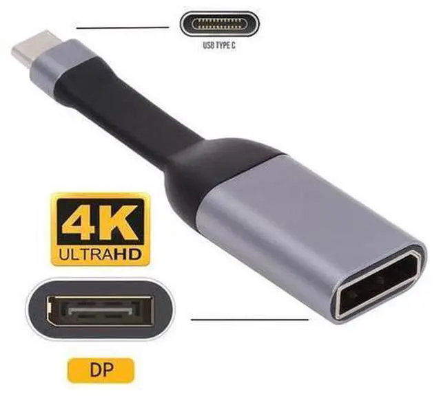 Alt view image 2 of 7 - Cable USB-C Type-C Source to Displayport 4K 60hz Sink HDTV Adapter Ultra Slim Flat Cable 1080p for Laptop Tablet Phone
