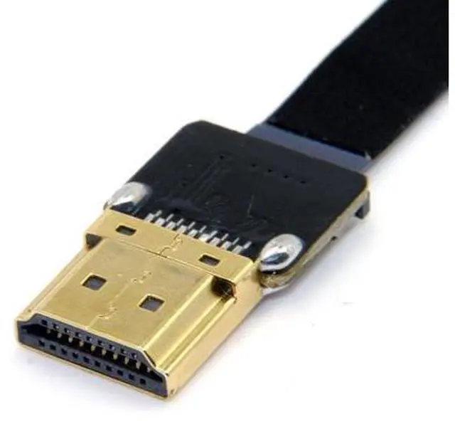 Alt view image 3 of 6 - CYFPV Micro HDMI to HDMI Male Extension FPC Flat Cable 1080P 90 Degree UP Angled 0.5M