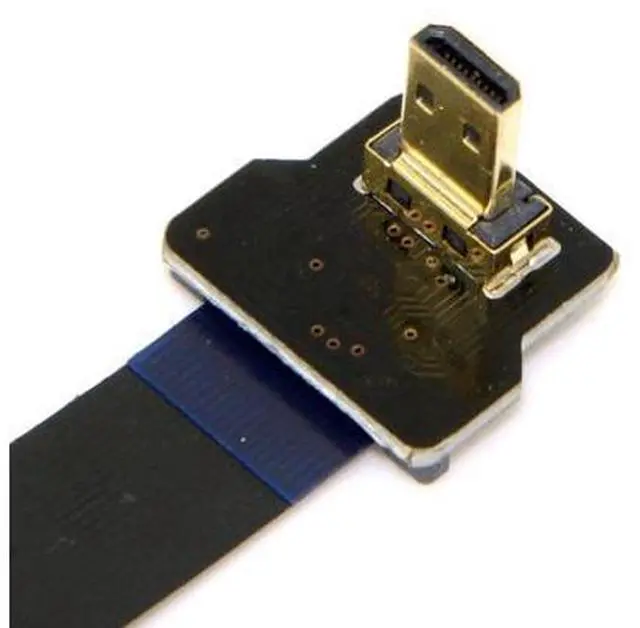 Alt view image 4 of 6 - CYFPV Micro HDMI to HDMI Male Extension FPC Flat Cable 1080P 90 Degree UP Angled 0.5M