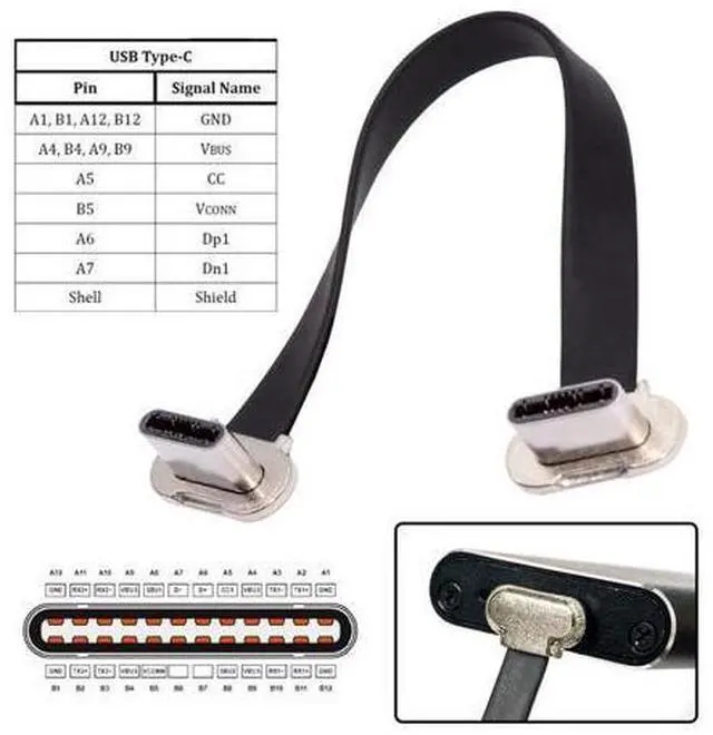 Alt view image 6 of 7 - Cord Dual Angled Ultra Slim Flat USB-C Type C to USB-C Power USB2.0 Data Cable 65W Fast Charge for Laptop Tablet Phone (Length=70mm)