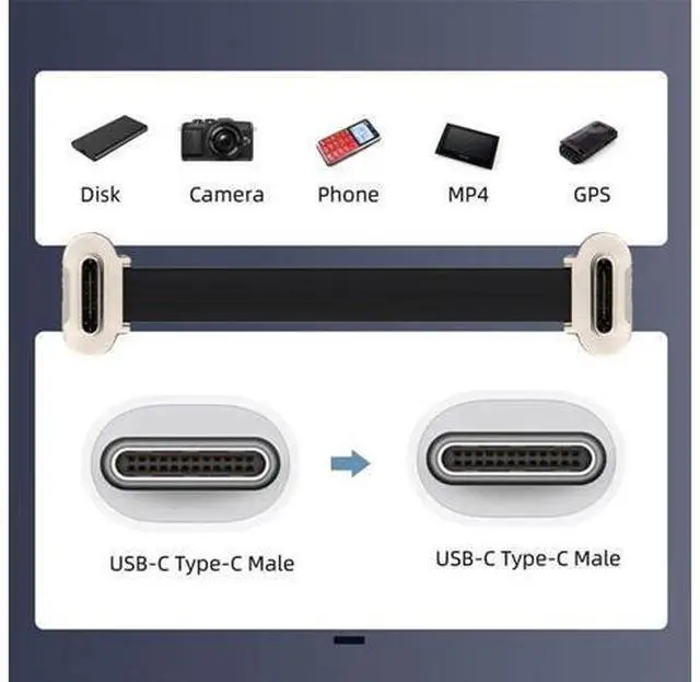 Alt view image 4 of 7 - Cord Dual Angled Ultra Slim Flat USB-C Type C to USB-C Power USB2.0 Data Cable 65W Fast Charge for Laptop Tablet Phone (Length=70mm)
