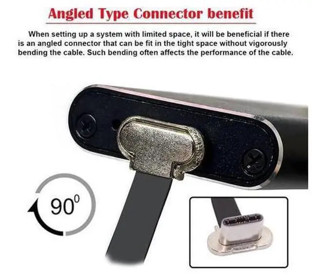 Alt view image 7 of 7 - Cord Dual Angled Ultra Slim Flat USB-C Type C to USB-C Power USB2.0 Data Cable 65W Fast Charge for Laptop Tablet Phone (Length=70mm)
