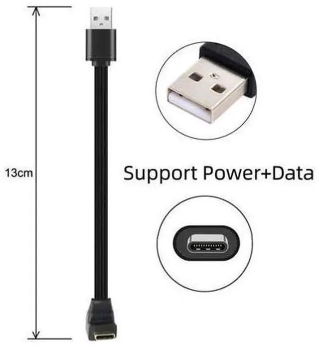 Alt view image 3 of 7 - USB C Short Flat Cable, USB 2.0 Type A Male to USB C Male 90 Degree UP Angled 4 Wires 5V 2A Charge Data Extension Silicone Cable 4 Wires 30AWG 13cm