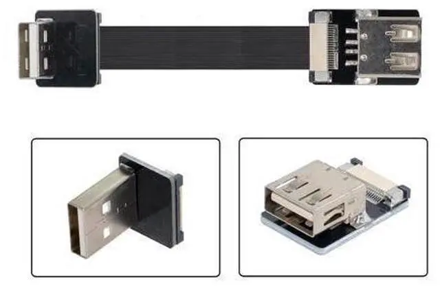 Alt view image 6 of 7 - USB 2.0 Flat Cable USB 2.0 Male to Female 90 Degree Down Angled Data Transfer Charging Ribbon Flex Extension Cable Adapter 0.5M