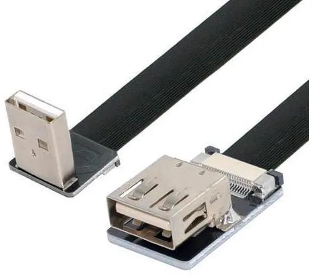 Main image of USB 2.0 Flat Cable USB 2.0 Male to Female 90 Degree Down Angled Data Transfer Charging Ribbon Flex Extension Cable Adapter 0.5M